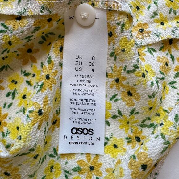 ASOS Design | Yellow Floral Button-Down Mini Dress - Picture 6 of 7